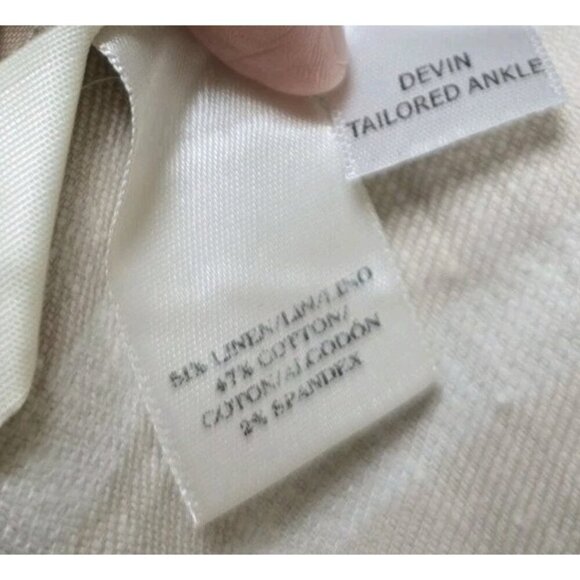 Ann Taylor Devin Ankle Tailored Pants Size 14 Linen Blend Beige Stripes - Picture 6 of 8